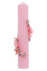 Lumanare botez cu detalii florale, 35x6 cm, REC5001/22