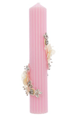 Lumanare botez cu detalii florale, 35x6 cm, REC5001/23