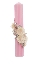 Lumanare botez cu detalii florale, 35x6 cm, REC5001/23