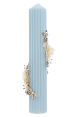 Lumanare botez cu detalii florale, 35x6 cm, REC5001/24