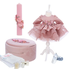 Trusou elegant cu detalii pretioase pentru botez fete, REC3390