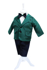 Trusou complet pentru botez de baieti, trusou brodat Safari, lumanare cu Safari, costum si pantofiori, verde, 14 piese,  Recostore®, REC2655
