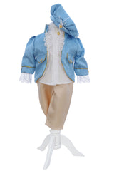 Costum print pentru botez baieti, 4 piese, bleu-crem, REC3351