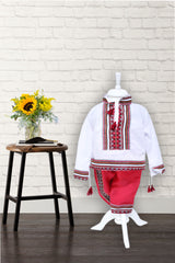Costum popular pentru serbare, 2 piese, bluza, pantaloni,  REC18