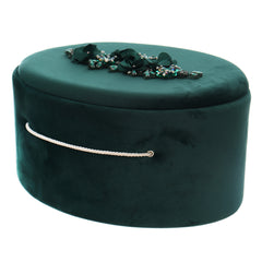 Cutie ovala transport trusou din catifea buretata, verde, REC3335
