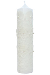 Lumanare eleganta pentru botez, ivoire, 30x7 cm, Recostore®, REC5002/50