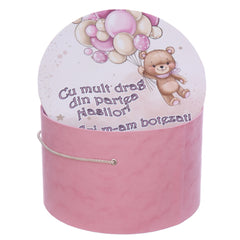 Cutie transport trusou ursulet cu baloane, roz, REC3318
