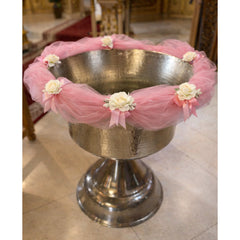 Decor cristelnita, tull roz pudrat cu flori albe, 3M, Recostore®, REC5014/2