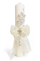 Lumanare eleganta cu accesoriu pretios pentru botez fetita, 35x6 cm, REC5001/52