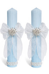Set lumanari bleu, elegante pentru nunta/cununie, 2 bucati, REC5001/57