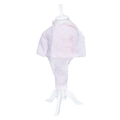 Compleu roz deschis tricotat, 3 piese, bluza, pantaloni, caciulita, pentru bebelusi, REC1207