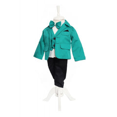Costum verde menta elegant pentru bebelusi, sacou din bumbac, 5 piese, Recostore, REC2110