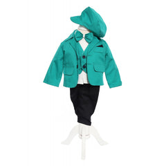 Costum verde menta elegant pentru bebelusi, sacou din bumbac, 5 piese, Recostore, REC2110