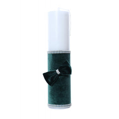 Lumanare botez accesorizata cu catifea verde, 28 cm, Recostore, REC2157