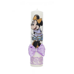 Lumanare botez, model Minnie Mouse, 30x7 cm, lila,  Recostore, REC5002/3