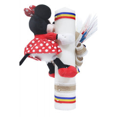 Lumanare traditionala cu spice de grau si jucarie de plus Minnie Mouse pentru botez, 40x7 cm, REC1477