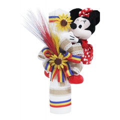 Lumanare traditionala cu spice de grau si jucarie de plus Minnie Mouse pentru botez, 40x7 cm, REC1477