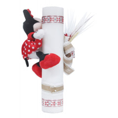 Lumanare traditionala cu spice de grau si jucarie de plus Minnie Mouse pentru botez, 40x7 cm, REC1477