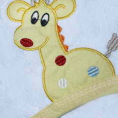 Prosop cu capison si manusa pentru bebelusi, alb-galben, 90x70 cm, Recostore, REC1634