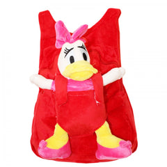 Rucsac cocolino pentru copii accesorizat cu jucarie de plus Daisy Duck, rosu, Recostore, 32x25x12 cm, REC1571