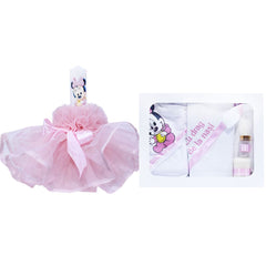 Set complet pentru botez, lumanare si trusou, alb-roz, cu mesaj �Cu mult drag de la nasi�, Minnie Mouse,7 piese, REC352