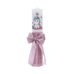 Set cutie trusou cu lumanare, 9 piese,  Unicorn "Cu drag de la nasi", roz pudrat, Recostore, REC2412