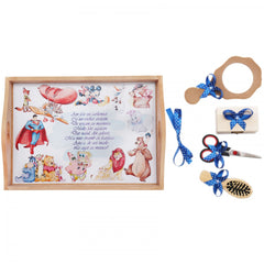 Set tava pentru taiere mot la baieti, model cu personaje disney, 6 piese, albastru electric, 35x20 cm, Recostore, REC1967/101