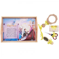 Set tava pentru taiere mot/turta fete, model cu Rapunzel, 6 piese, galben, 35x20 cm, Recostore, REC1967/99