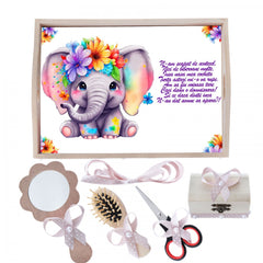 Set tava pentru taiere mot/turta, model cu Elefant, roz pudrat, 6 piese, 35x20 cm, Recostore, REC1967/118