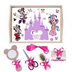 Set tava pentru taiere mot/turta, model cu Minnie Mouse, ciclame, 6 piese, 35x20 cm, Recostore, REC1967/122