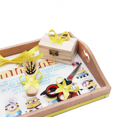 Set tavita pentru taiere mot baieti, Minions cu meserii, 6 piese, galben, 35x20 cm, Recostore, REC1967/61