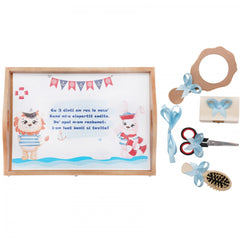 Set tavita pentru taiere mot baieti, model marinar, 6 piese, bleu, 35x20 cm, Recostore, REC1967/50