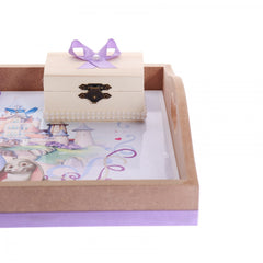Set tavita pentru taiere mot-turta fete, Printesa Sofia, 6 piese, lila, 35x20 cm,  Recostore, REC1967/45