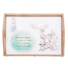 Set tavita pentru taiere mot/turta fete, model bufnite, vulpita si cerb, 6 piese, ivoire, 35x20 cm, Recostore, REC1967/72