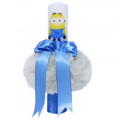 Set trusou si lumanare pentru botez de baieti, Minions, albastru, 8 piese, Recostore, REC1821