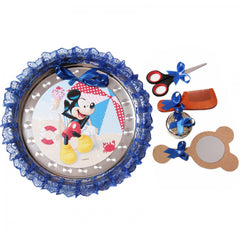 Tavita rotunda cu Mickey Mouse pentru taierea motului, 30 cm, dantela albastru eletric, 6 piese, Recostore, REC1969/59