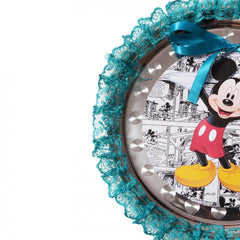 Tavita rotunda cu Mickey Mouse pentru taierea motului, 30 cm, dantela turcoaz, 6 piese, Recostore, REC1969/56