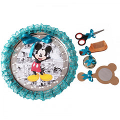 Tavita rotunda cu Mickey Mouse pentru taierea motului, 30 cm, dantela turcoaz, 6 piese, Recostore, REC1969/56