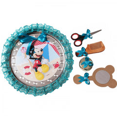 Tavita rotunda cu Mickey Mouse pentru taierea motului, 30 cm, dantela turcoaz, 6 piese, Recostore, REC1969/56