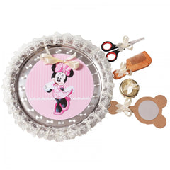 Tavita rotunda cu Minnie Mouse pentru taierea motului, 30 cm, dantela ivoire, 6 piese, Recostore, REC1969/12