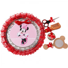 Tavita rotunda cu Minnie Mouse pentru taierea motului, 30 cm, dantela rosie, 6 piese, Recostore, REC1969/9