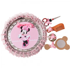 Tavita rotunda cu Minnie Mouse pentru taierea motului, 30 cm, dantela roz, 6 piese, Recostore, REC1969/10