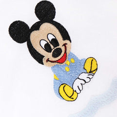 Trusou botez brodat cu Mickey Mouse, alb-bleu, 7 piese, Recostore, REC1765