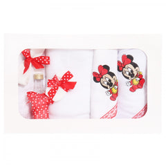 Trusou botez brodat cu Minnie Mouse, alb-rosu, 7 piese, Recostore, REC1766