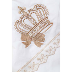 Trusou brodat cu coroana pentru botez, 7 piese, crem, Recostore, REC2233