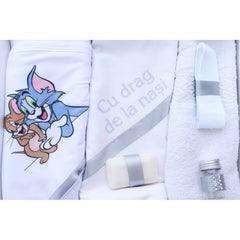 Trusou imprimat cu Tom & Jerry pentru botez, 6 piese, gri, Recostore, REC2222